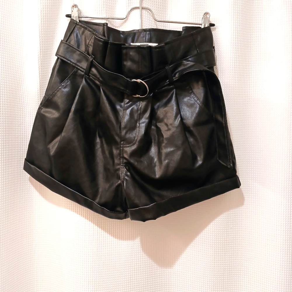 NWOT Madden Paperbag Faux Leather Shorts - Picture 3 of 9